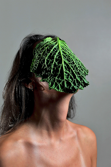 emanuela franchini photography, Cabbage, self portrait with food on face