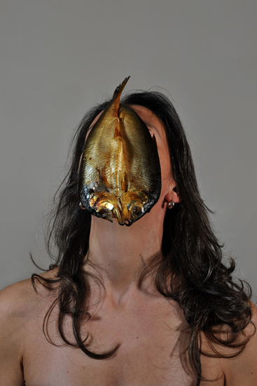 emanuela franchini photography, Fish, self portrait with food on face