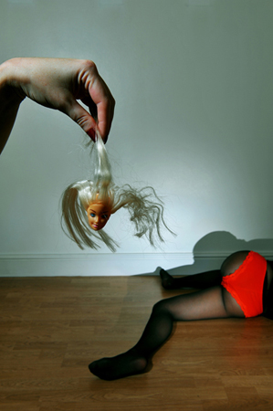 emanuela franchini photography, Broken Doll, conceptual self portrait photography at home with electrical appliances, objects and accessories in the household and living environment